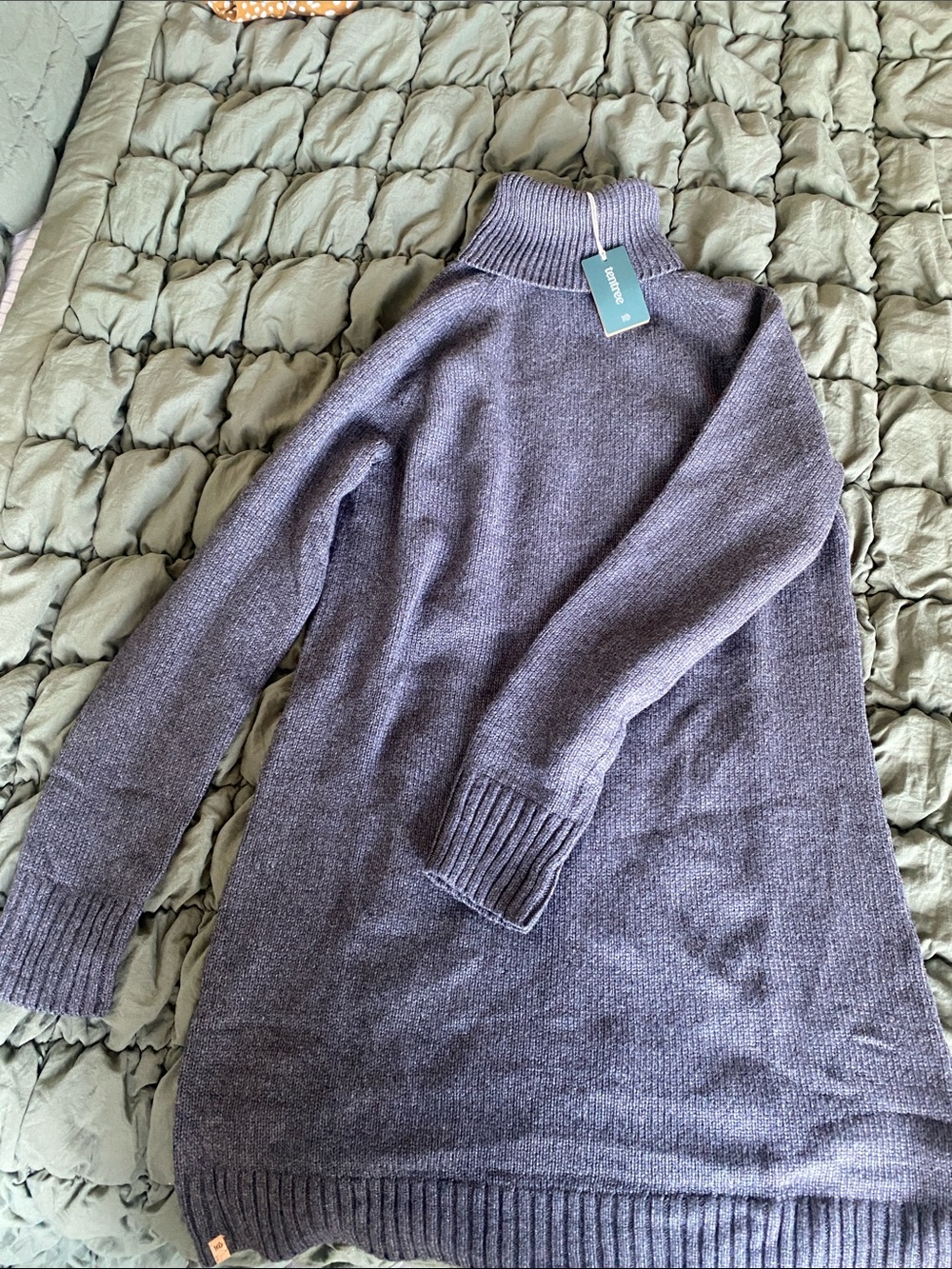 Cozy Grey Turtleneck Sweater Dress
